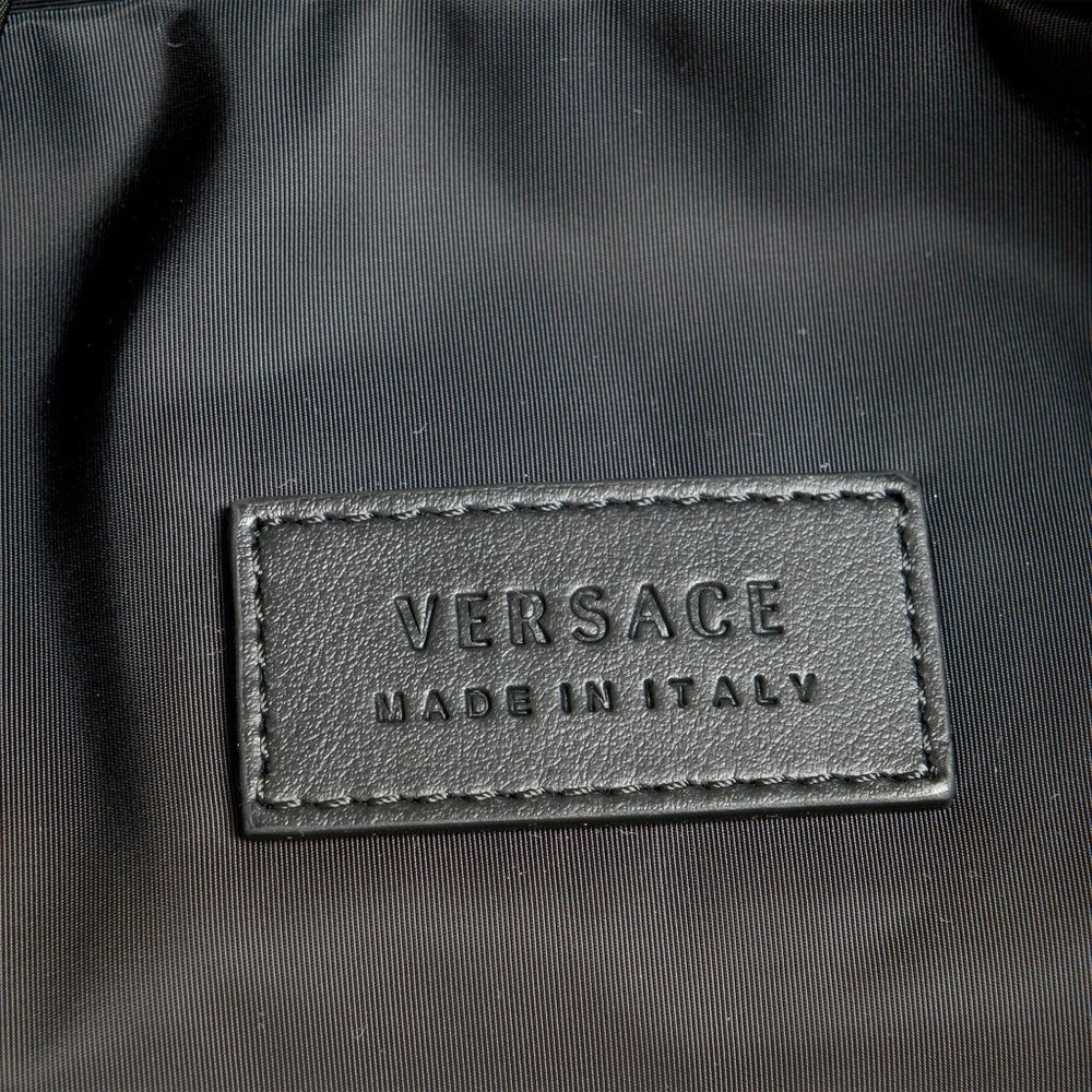 Versace Unisex Black Logo Print Backpack - Picture 3 of 4
